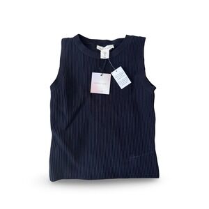Happily Grey Ribbed‎ Knit Tank Top Sleeveless Casual Black Size S